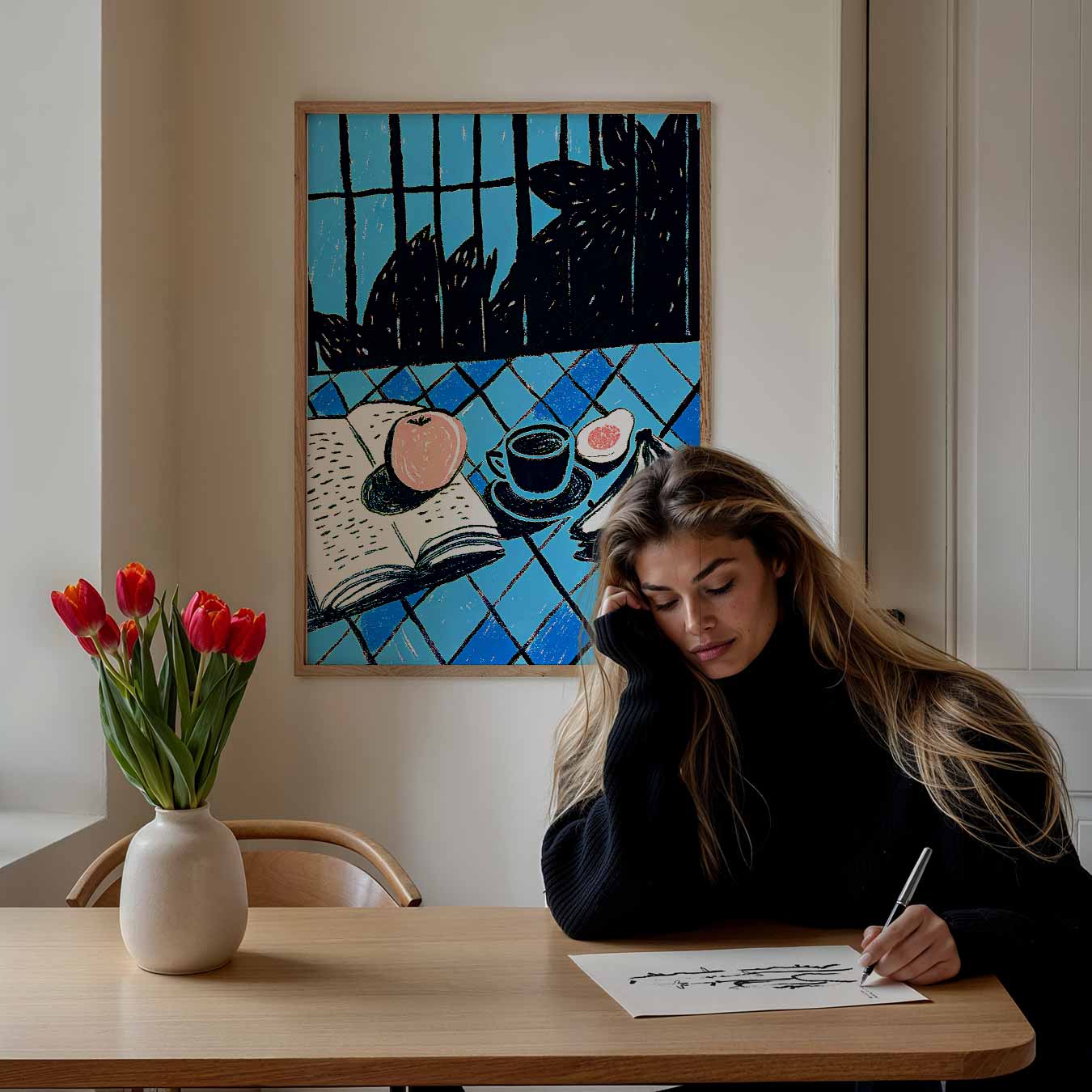 Stijlvolle Ontbijt Illustratie Poster