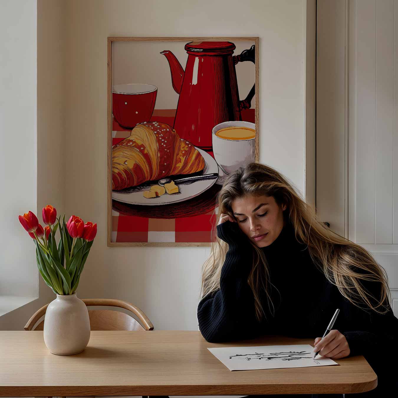 Franse Ontbijt Sfeerposter-WallArtistic