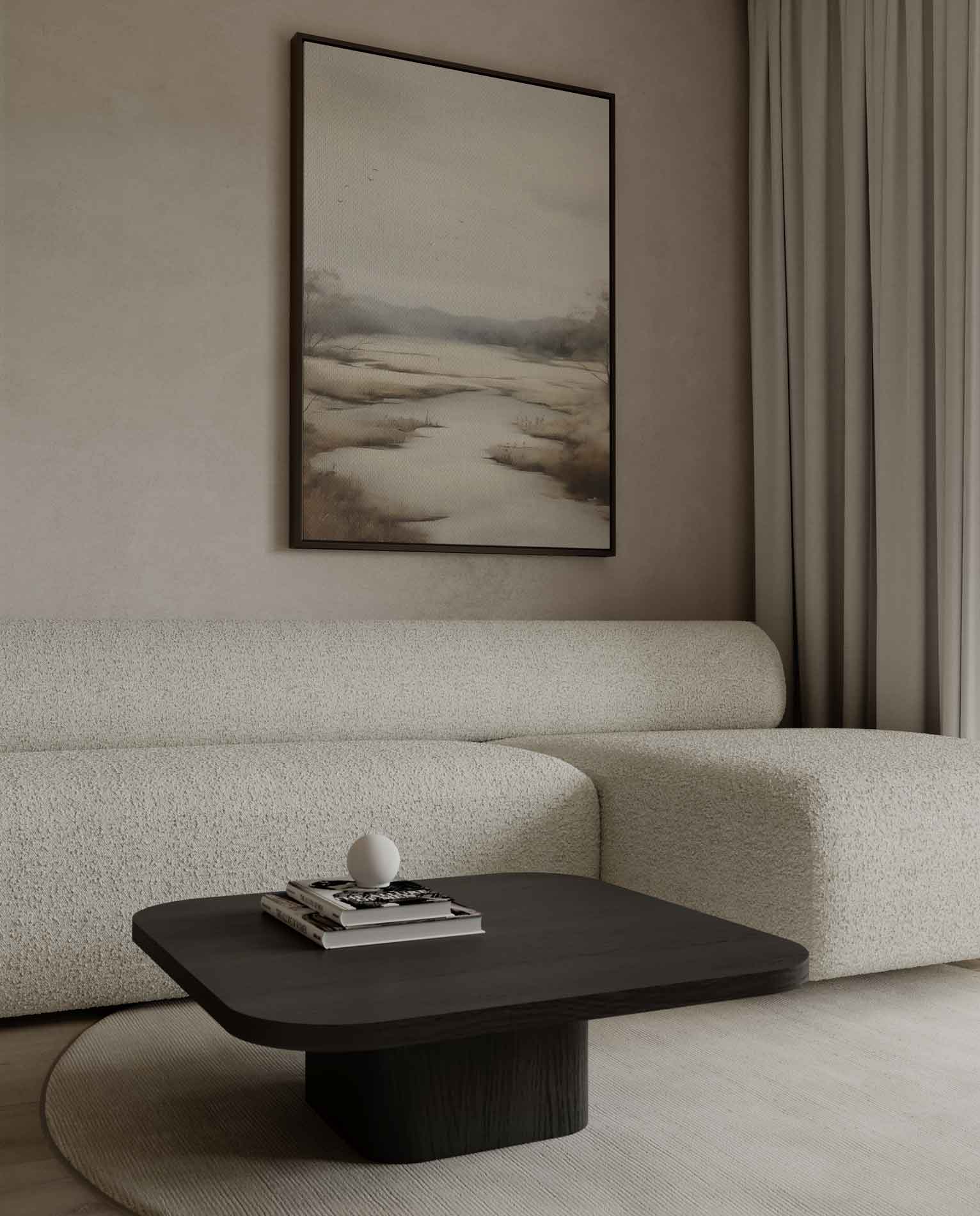 Rustige Waterlandschap in Zacht Tinten Kunstwerk-canvas-dibond-plexiglas-wanddecoratie-WallArtistic