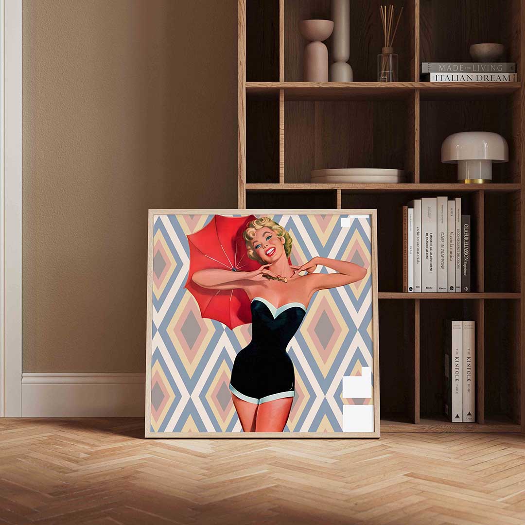Vrouw met rode parasol Poster