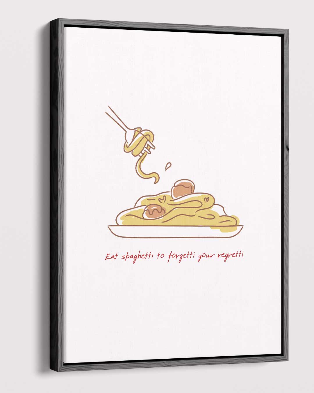 Spaghetti-Illustratie met Humor Kunstwerk-canvas-dibond-plexiglas-wanddecoratie-WallArtistic