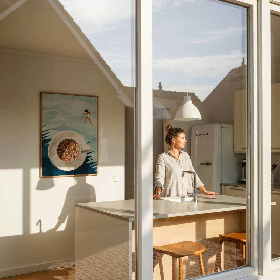 Vrouwelijke Vrijheid in Koffielandschap Poster-WallArtistic