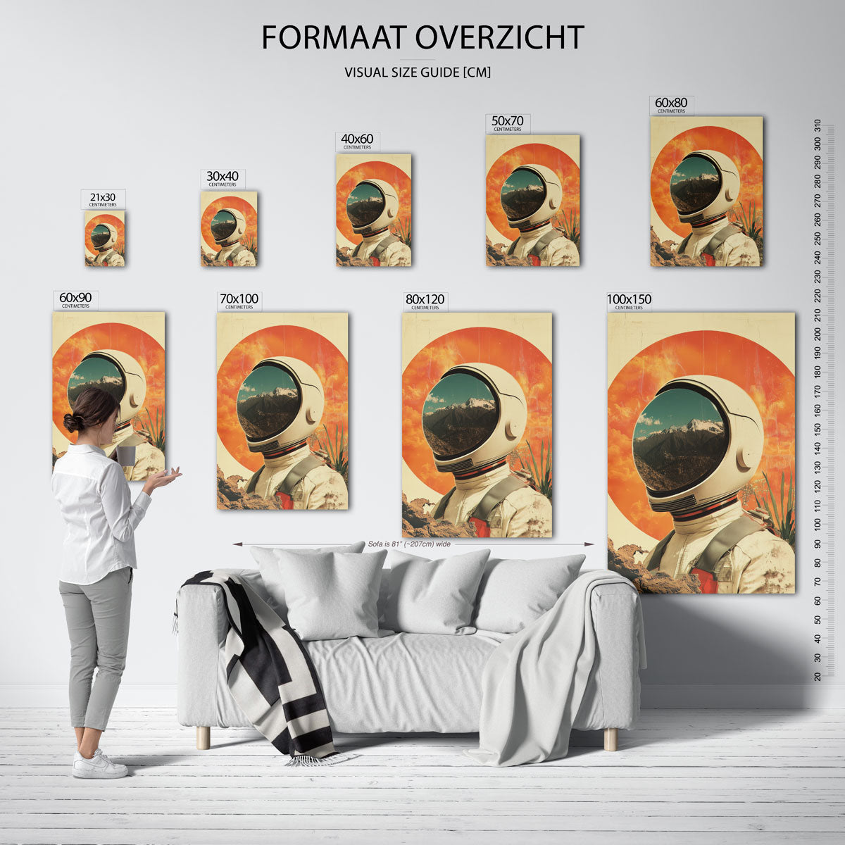 Astronaut en bergen Poster