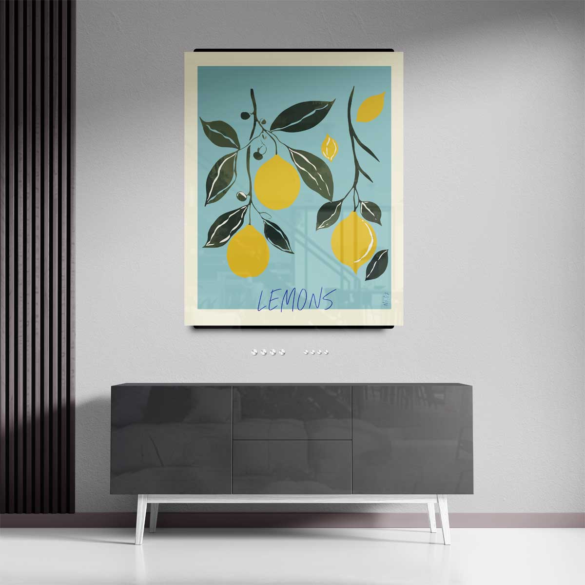 Citroenen aan de Tak Kunstwerk-canvas-dibond-plexiglas-wanddecoratie-WallArtistic