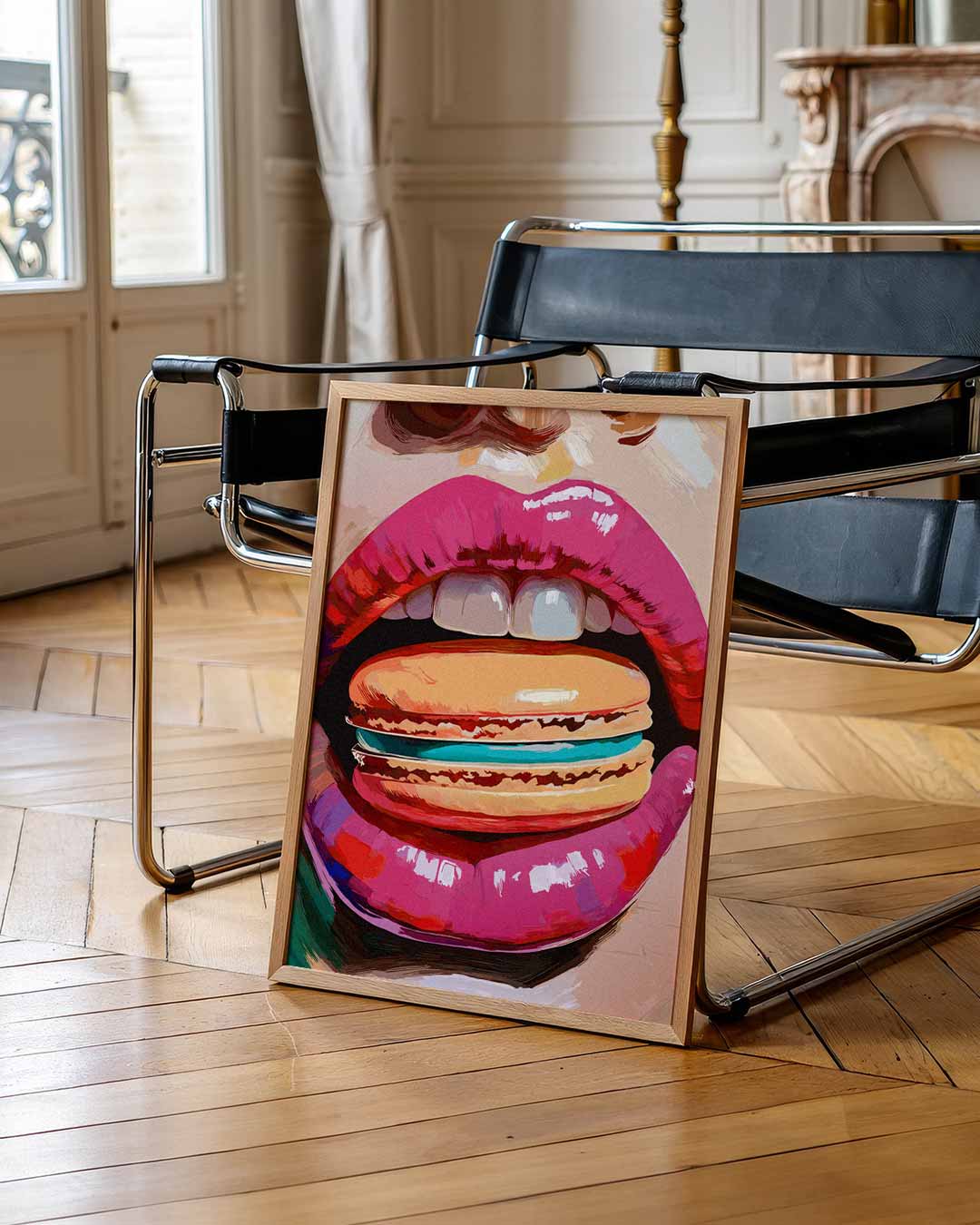 Kleurrijke Lippen & Macaron Poster