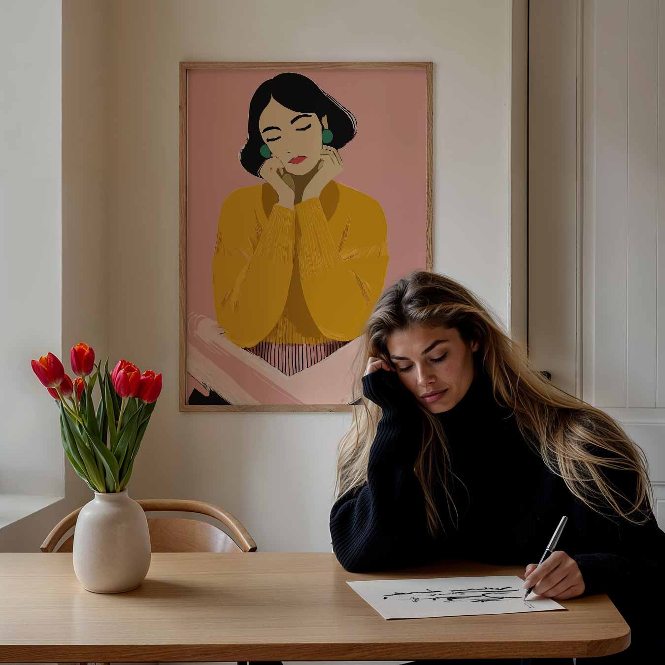 Dromerige Vrouwelijke Illustratie Poster