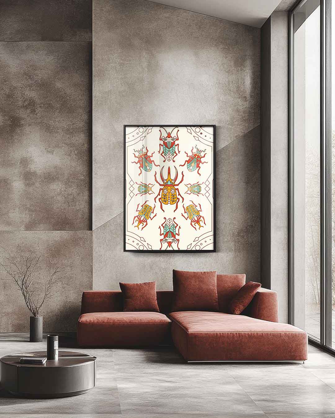 Betoverende Insectenpatroon Illustratie Kunstwerk-canvas-dibond-plexiglas-wanddecoratie-WallArtistic
