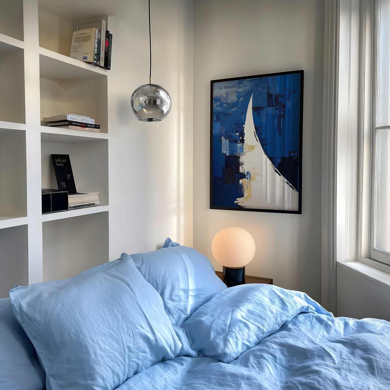 Abstracte Blauwe Elegantie Poster-WallArtistic