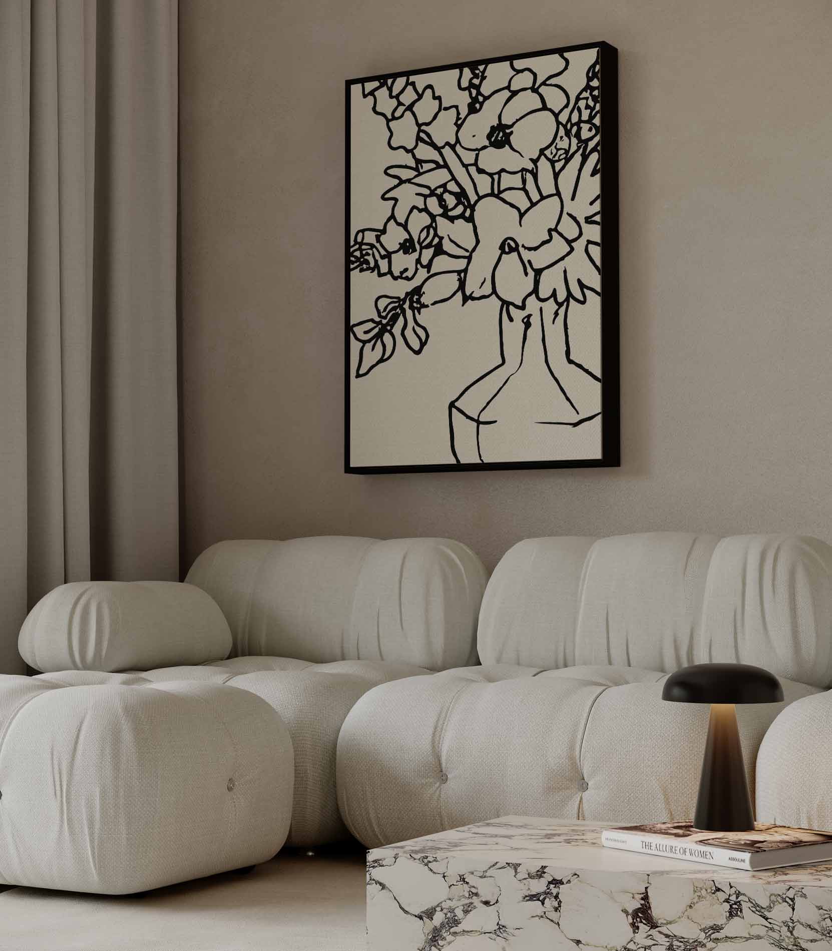 Bloemen in Lijn Kunstwerk-canvas-dibond-plexiglas-wanddecoratie-WallArtistic