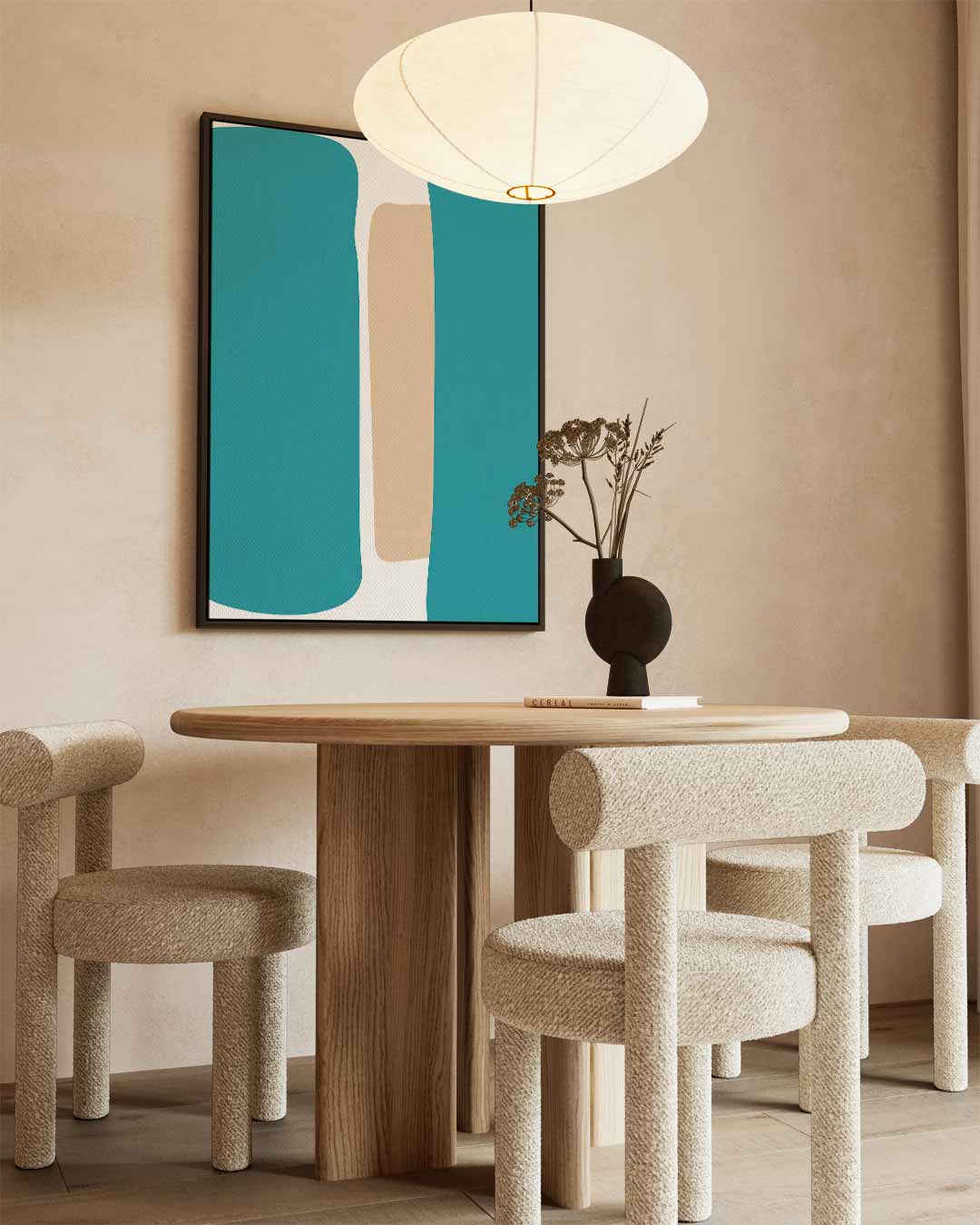 Abstracte Harmonie in Turkoois Kunstwerk-canvas-dibond-plexiglas-wanddecoratie-WallArtistic