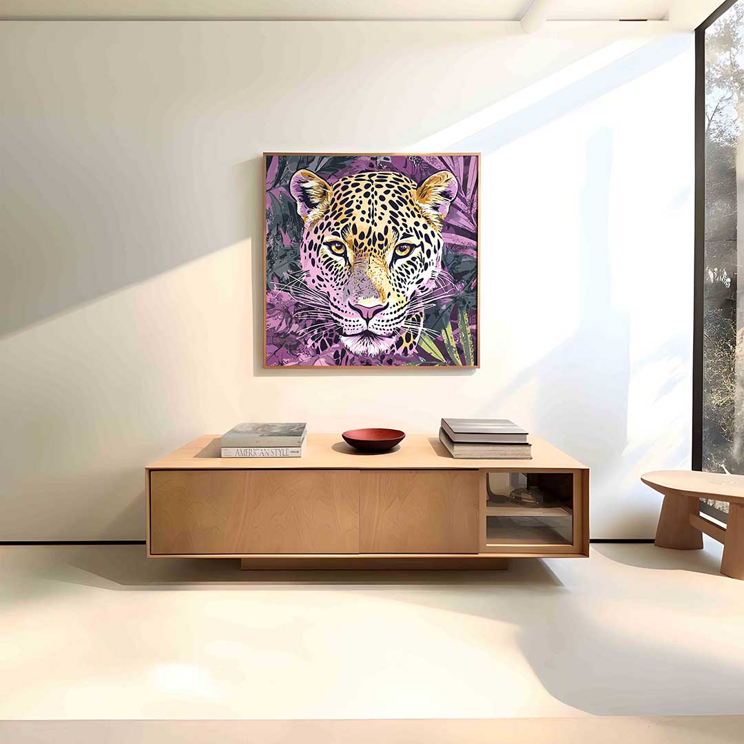 Luipaard met bladeren Poster