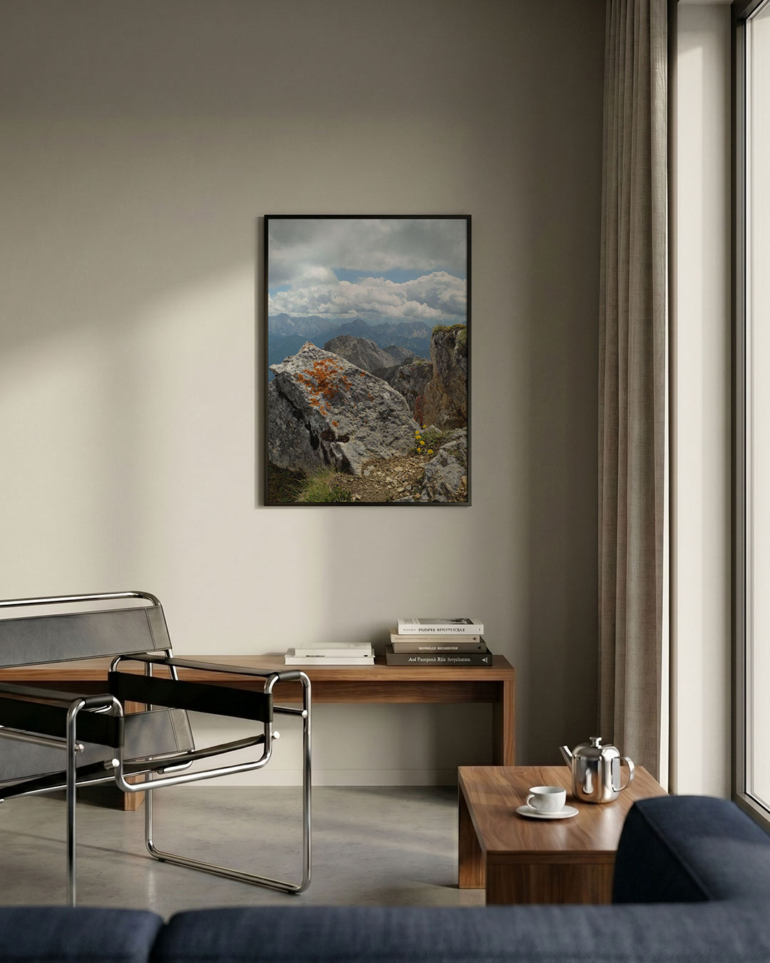 Berglandschap met rotsen Poster