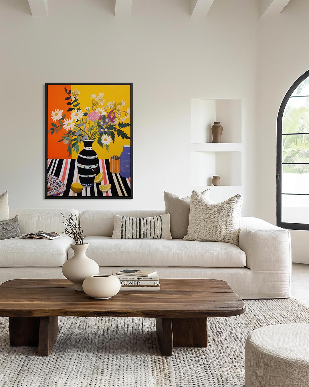 Bloemen en strepen Kunstwerk