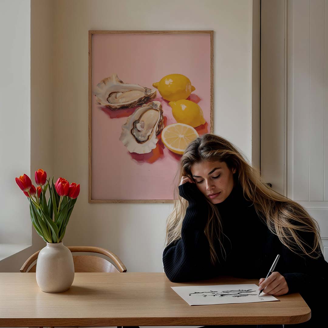 Stijlvolle Oester & Citroen Poster-WallArtistic