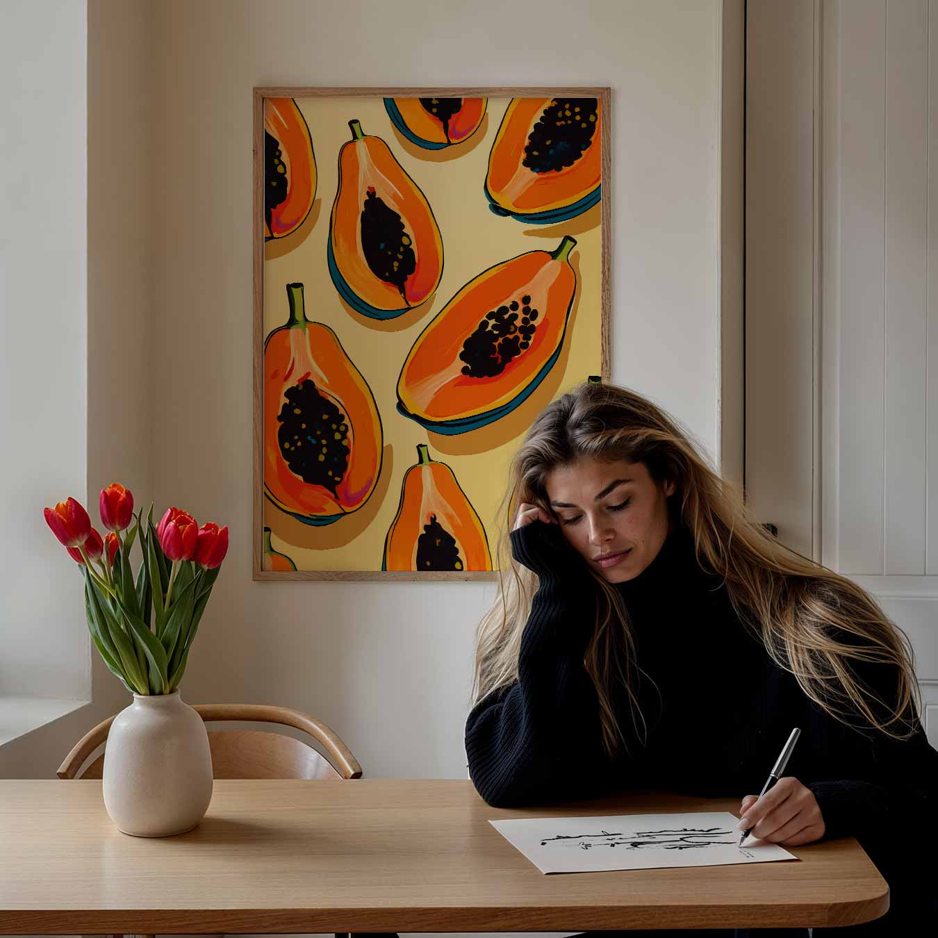 Tropische Papaja Paradijs Poster-WallArtistic