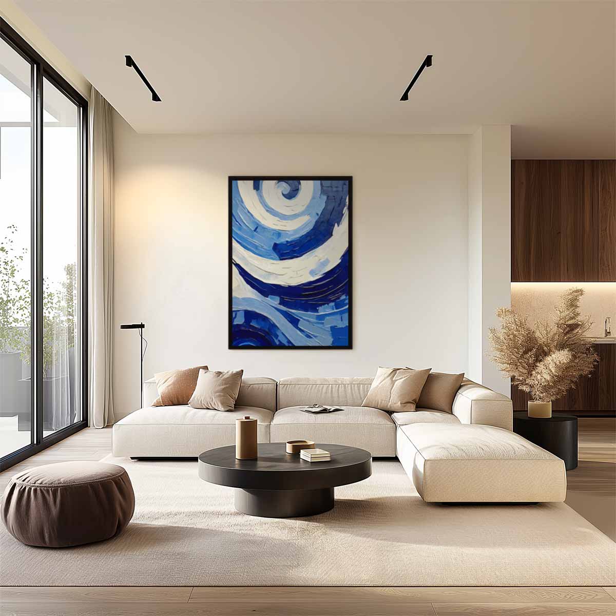 Spiralen van Blauw Kunstwerk-canvas-dibond-plexiglas-wanddecoratie-WallArtistic