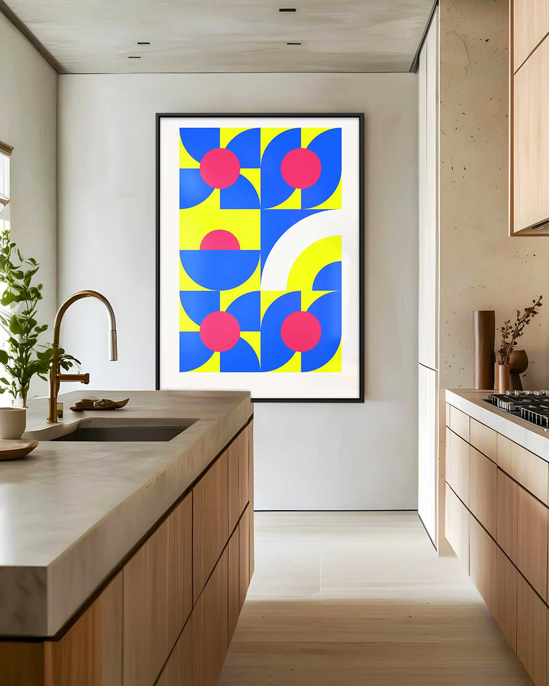 Retro Geometrisch Kleurenfeest Kunstwerk-canvas-dibond-plexiglas-wanddecoratie-WallArtistic
