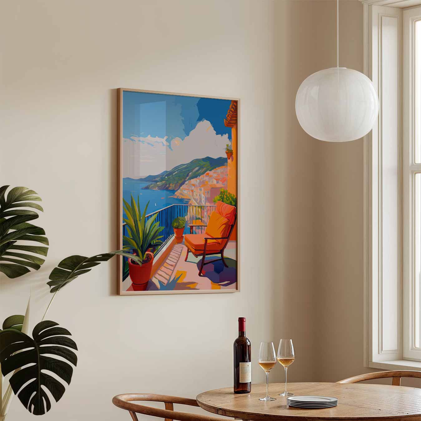 Droomuitzicht vanaf een Zonovergoten Balkon Poster