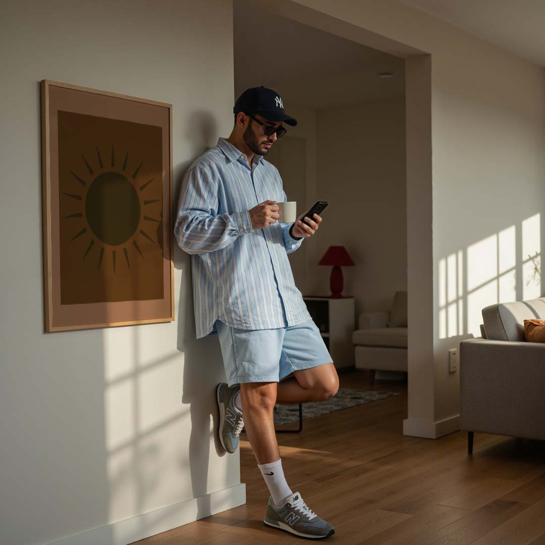 Zonnestraal Bruin Poster-WallArtistic