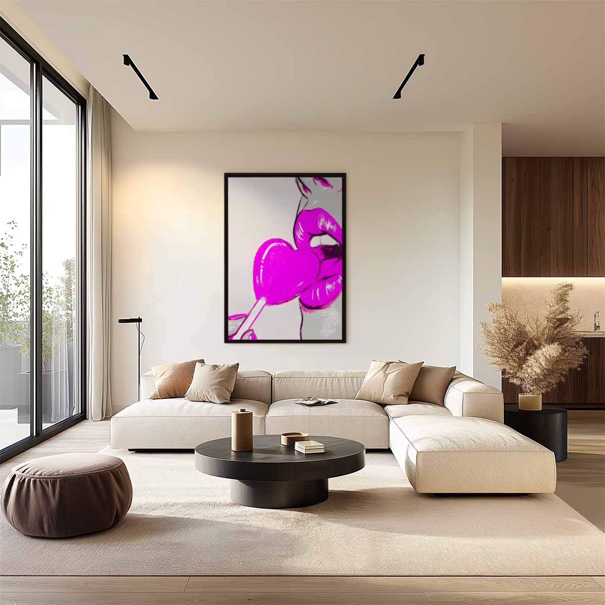 Pop Art Lolly Lips Kunstwerk-canvas-dibond-plexiglas-wanddecoratie-WallArtistic