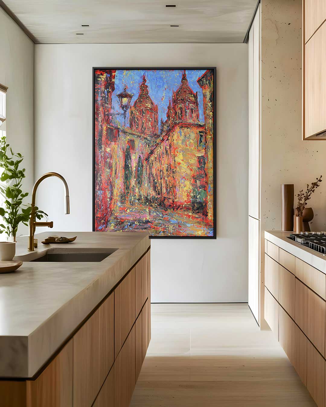 Kleurrijke Stadsstraat Kunstwerk-canvas-dibond-plexiglas-wanddecoratie-WallArtistic