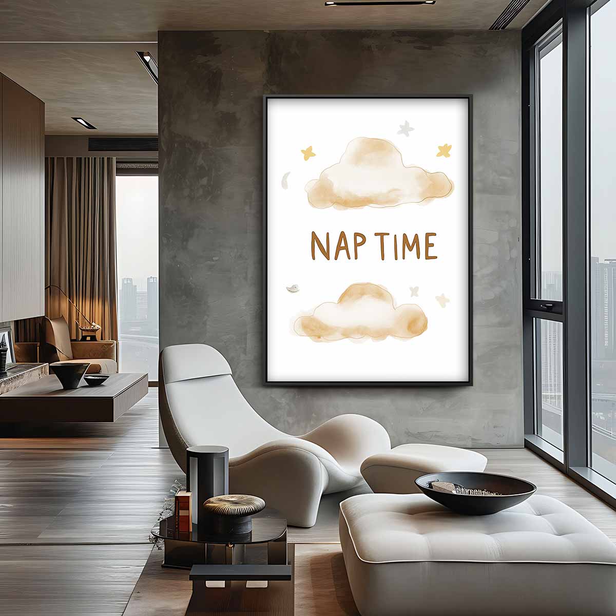 Slaapwolken Illustratie Kunstwerk-canvas-dibond-plexiglas-wanddecoratie-WallArtistic