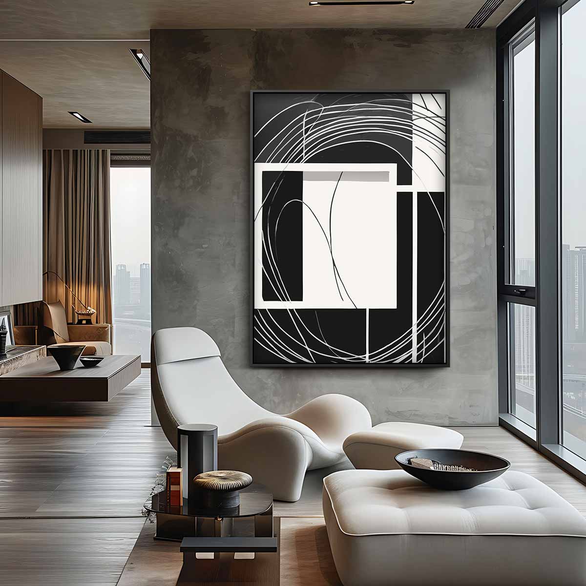 Spelen met Lijnen - Abstract Tweeluik Kunstwerk-canvas-dibond-plexiglas-wanddecoratie-WallArtistic