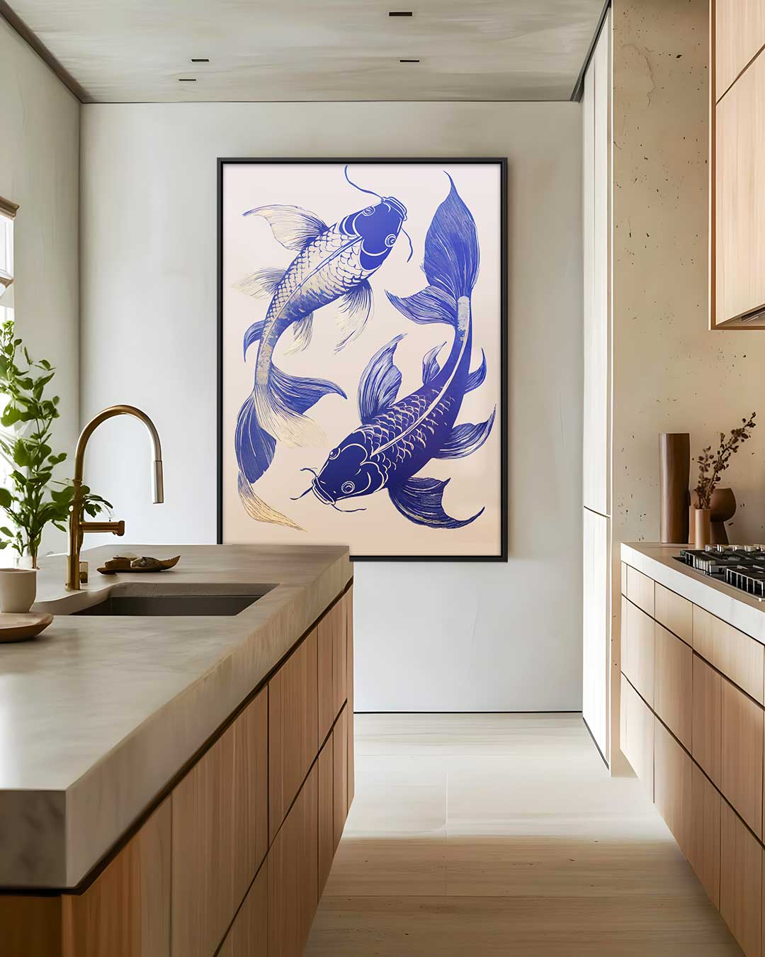 Dansende Koi Vissen Kunstwerk-canvas-dibond-plexiglas-wanddecoratie-WallArtistic