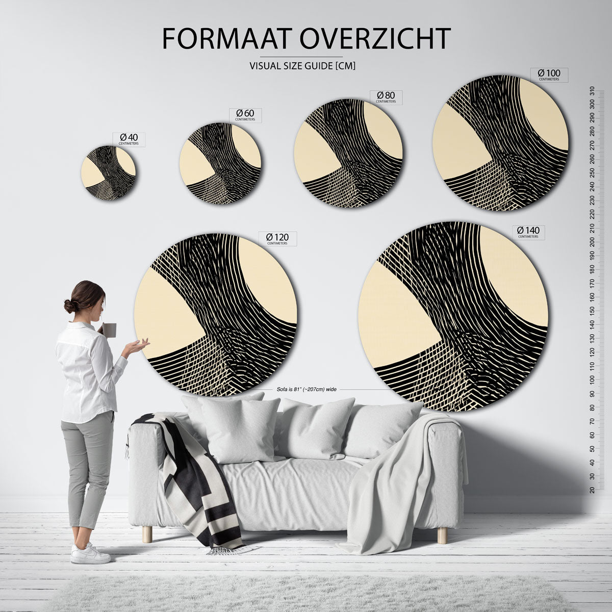 Grafische lijnen Muurcirkel
