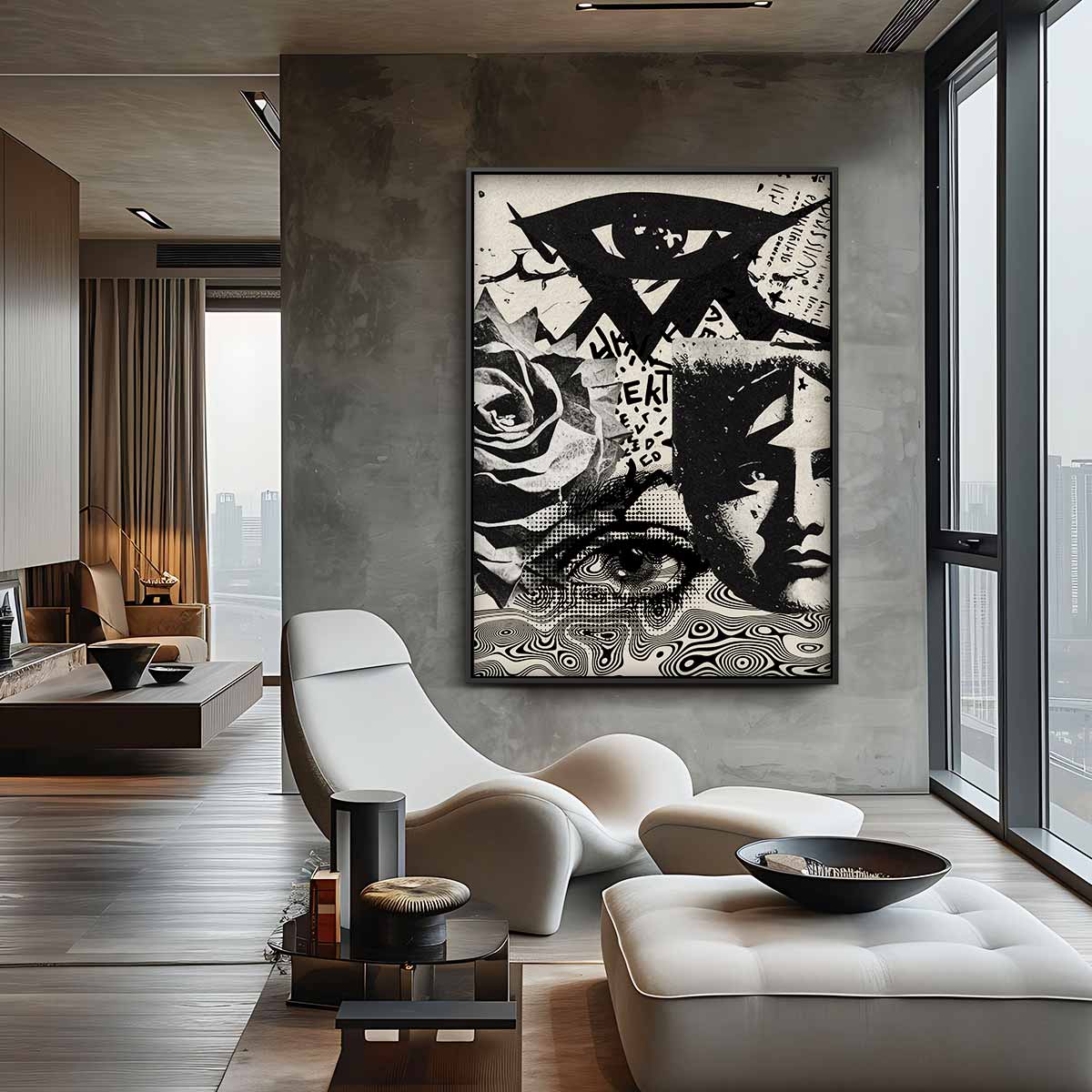 Surrealistische Droomwereld Collage Kunstwerk-canvas-dibond-plexiglas-wanddecoratie-WallArtistic