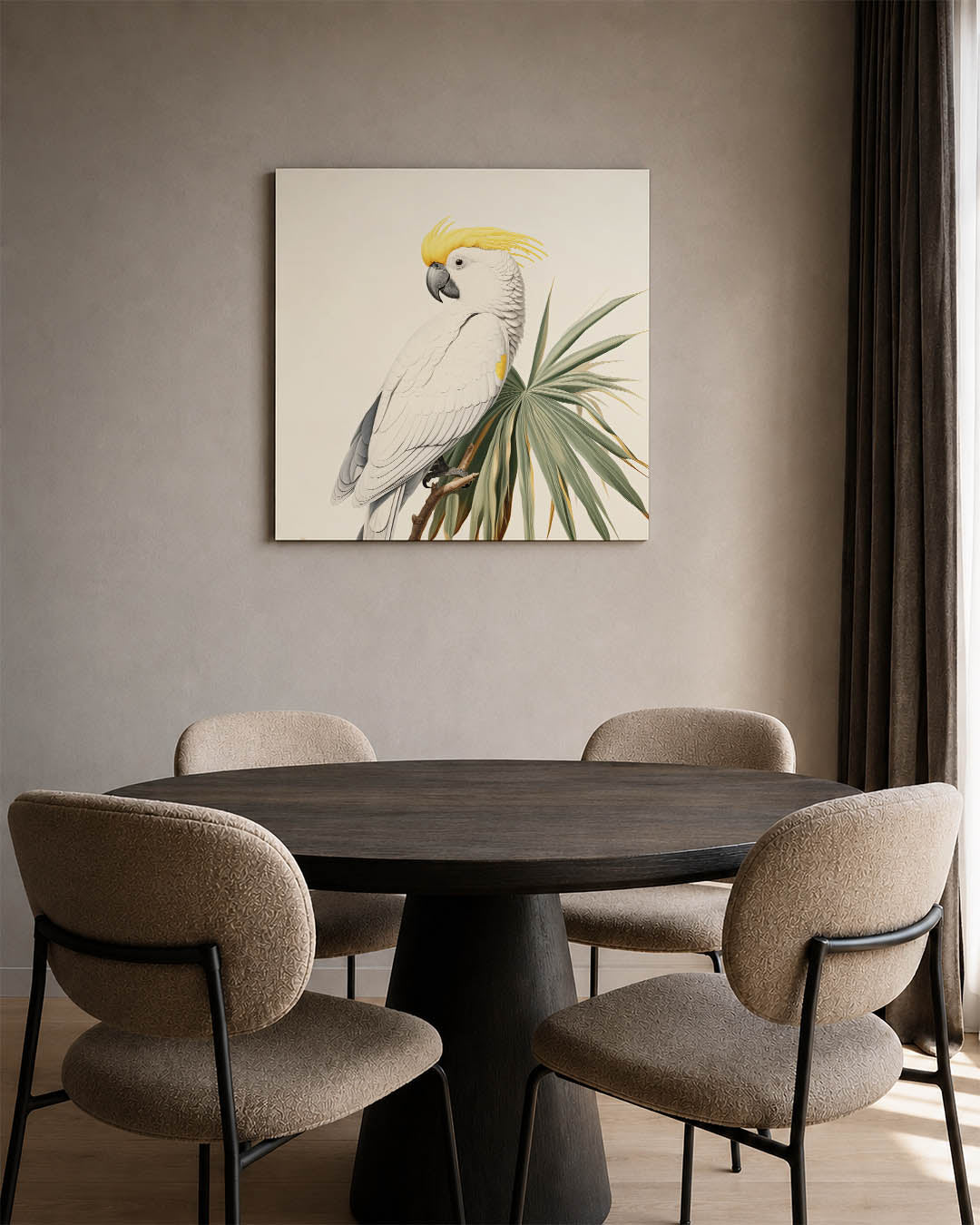 Papegaai en bladeren Kunstwerk