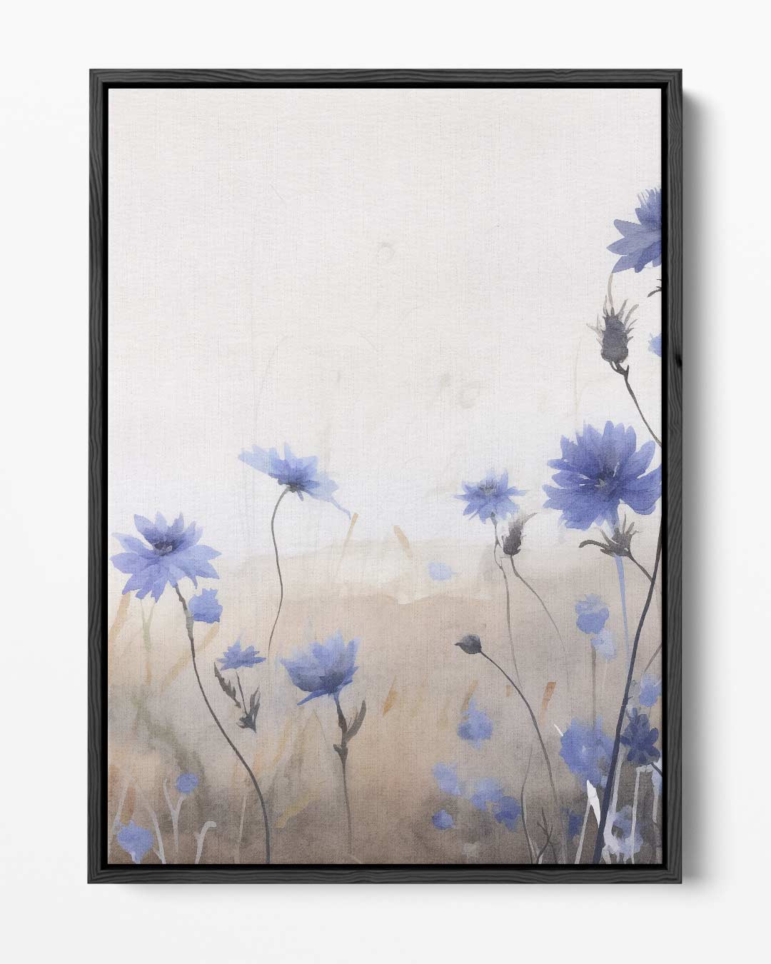 Blauwe Bloemen in Zachte Aquarel Kunstwerk-canvas-dibond-plexiglas-wanddecoratie-WallArtistic