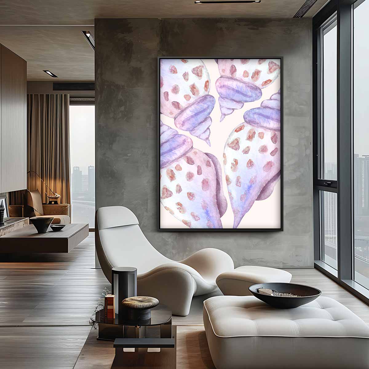 Pastelkleurige Schelpenkunst Kunstwerk-canvas-dibond-plexiglas-wanddecoratie-WallArtistic