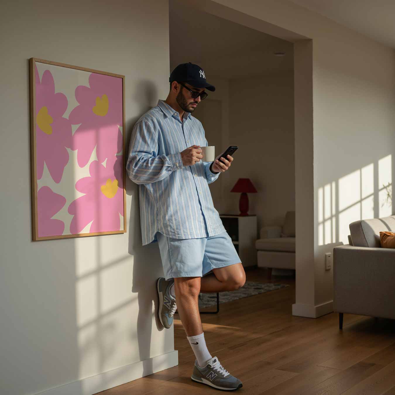 Roze Bloemen Abstract Poster-WallArtistic