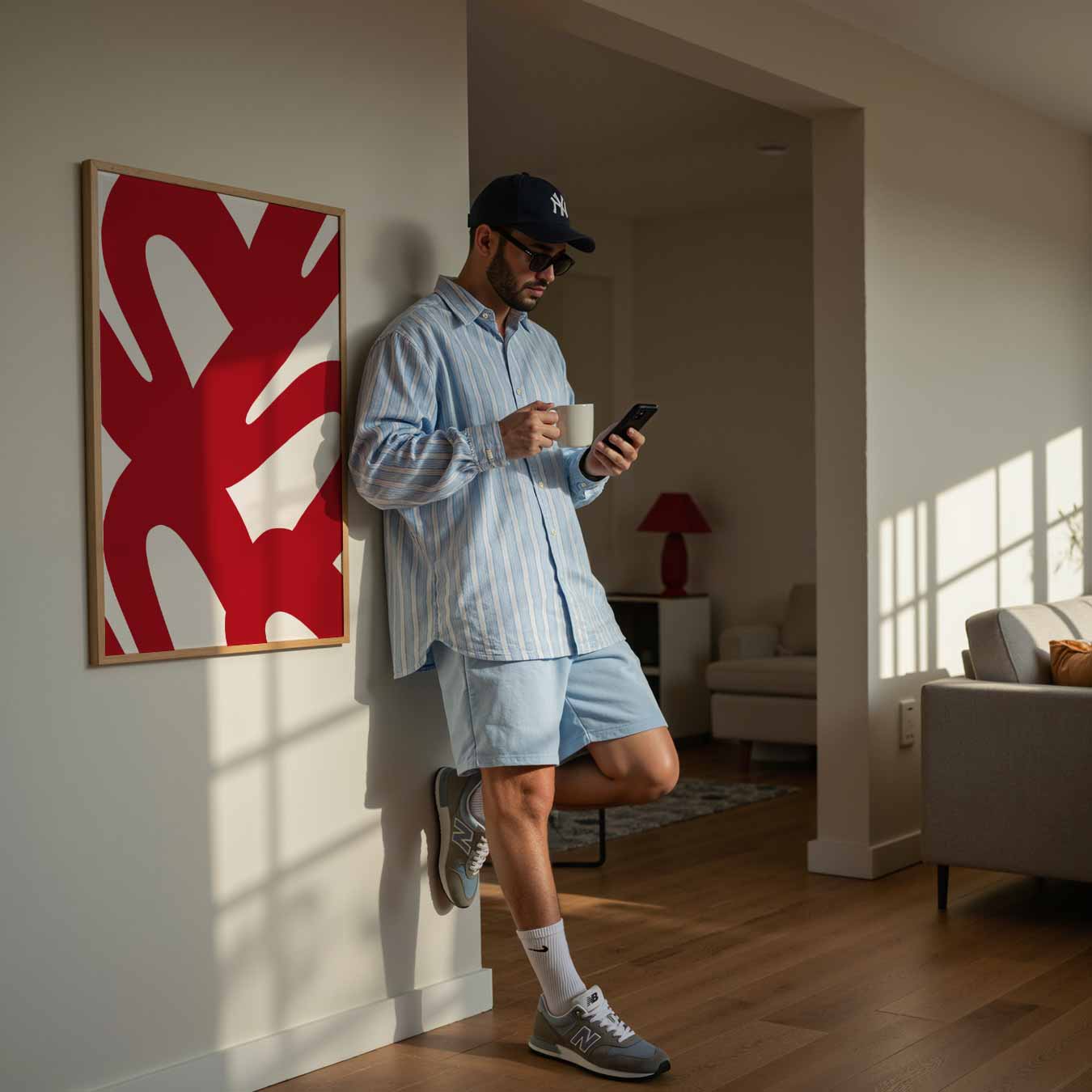 Abstracte Rode Kunstprint Poster-WallArtistic