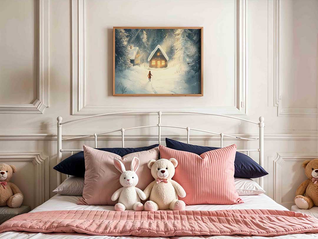 Winterlandschap met huisjes Poster