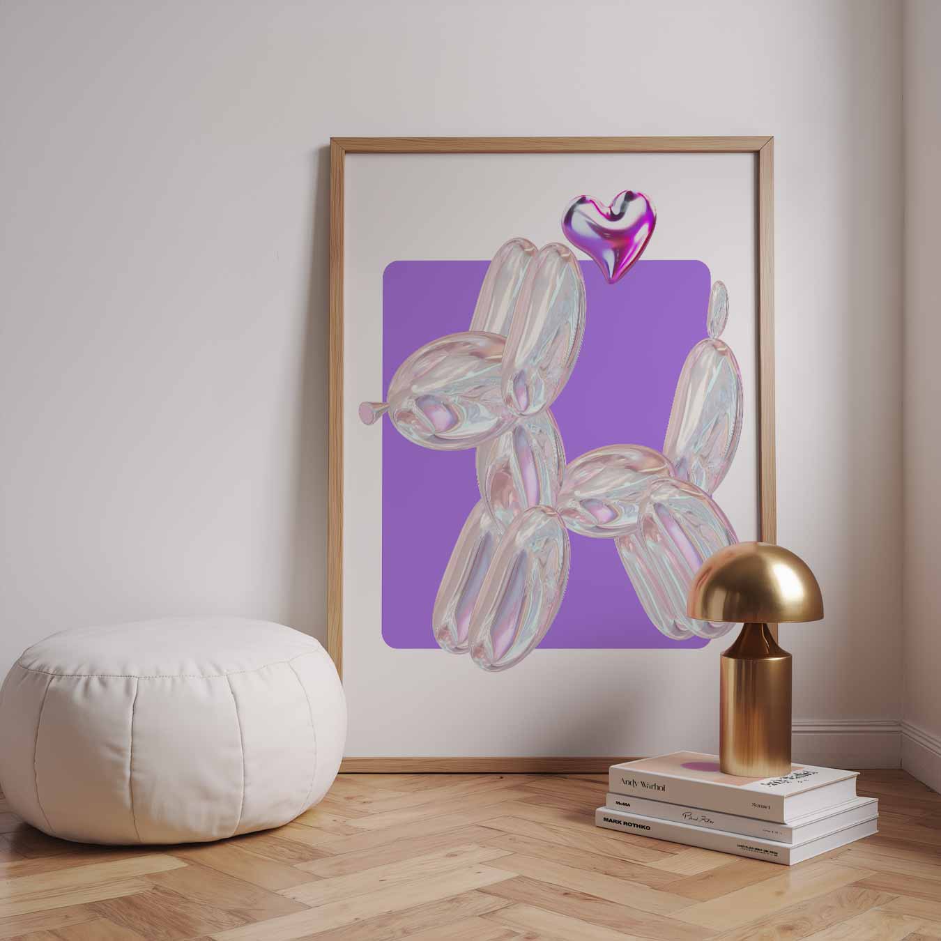 Speelse Ballonhond Poster met Hartje Poster
