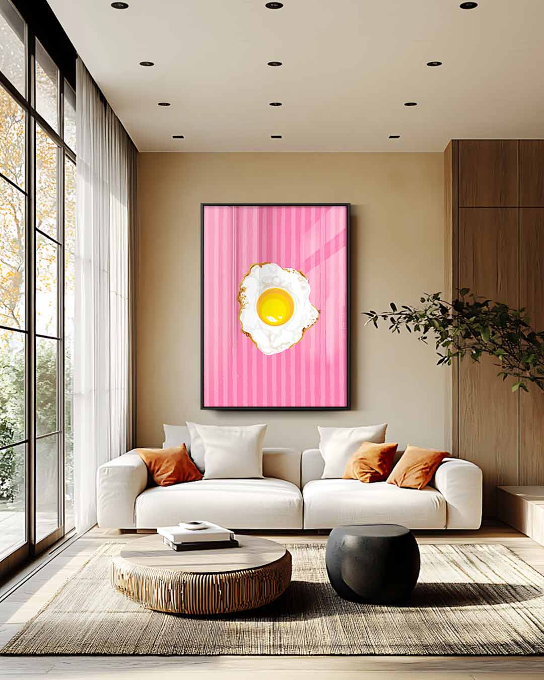 Knapperig Ei op Roze Kunstwerk-canvas-dibond-plexiglas-wanddecoratie-WallArtistic