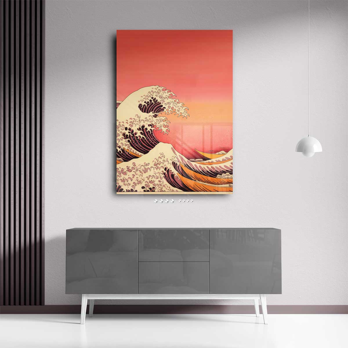 Golven in Zonsondergang Kunstwerk-canvas-dibond-plexiglas-wanddecoratie-WallArtistic