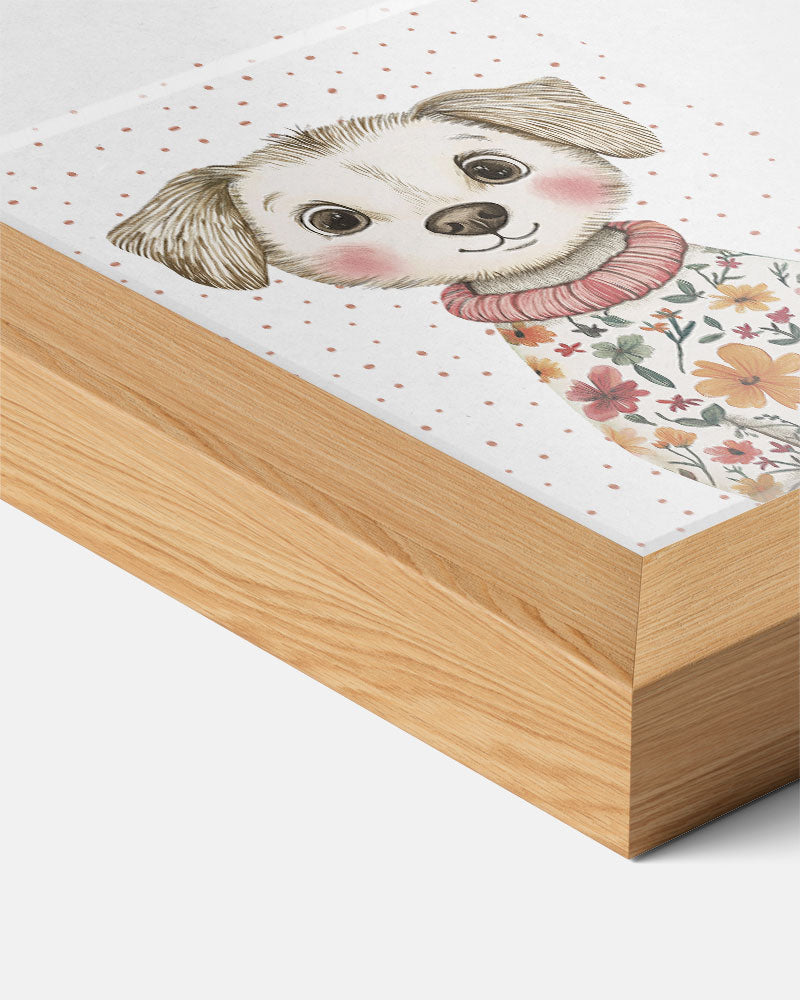 Schattige Puppy in Bloemen Trui Poster
