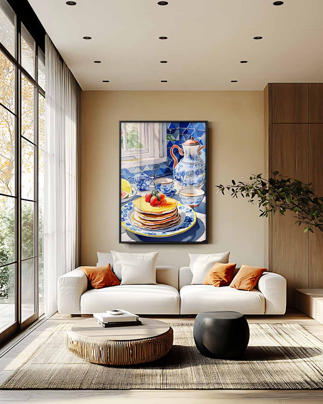 Ontbijt in Blauwe Sereniteit Kunstwerk-canvas-dibond-plexiglas-wanddecoratie-WallArtistic