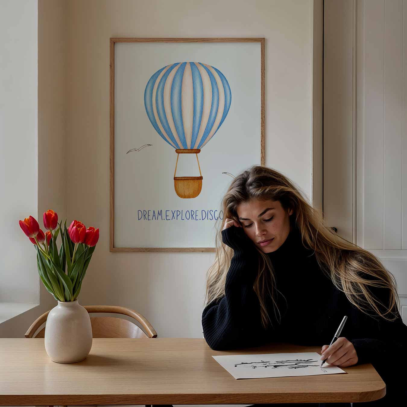 Luchtballon Illustratie Poster-WallArtistic