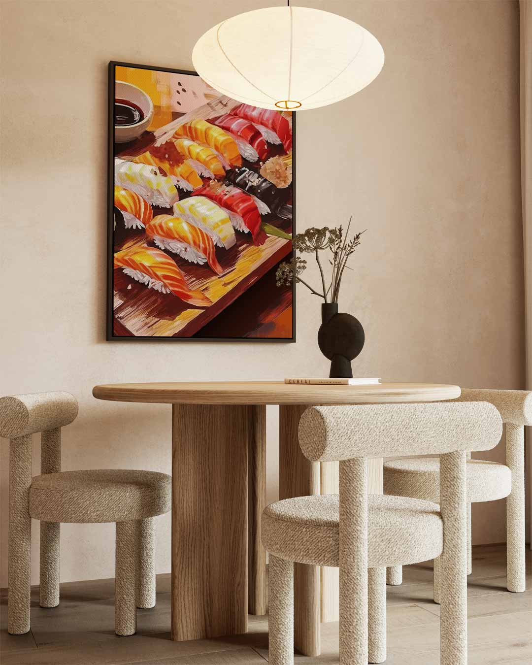 Kleurrijke Sushi Fantasie Kunstwerk-canvas-dibond-plexiglas-wanddecoratie-WallArtistic