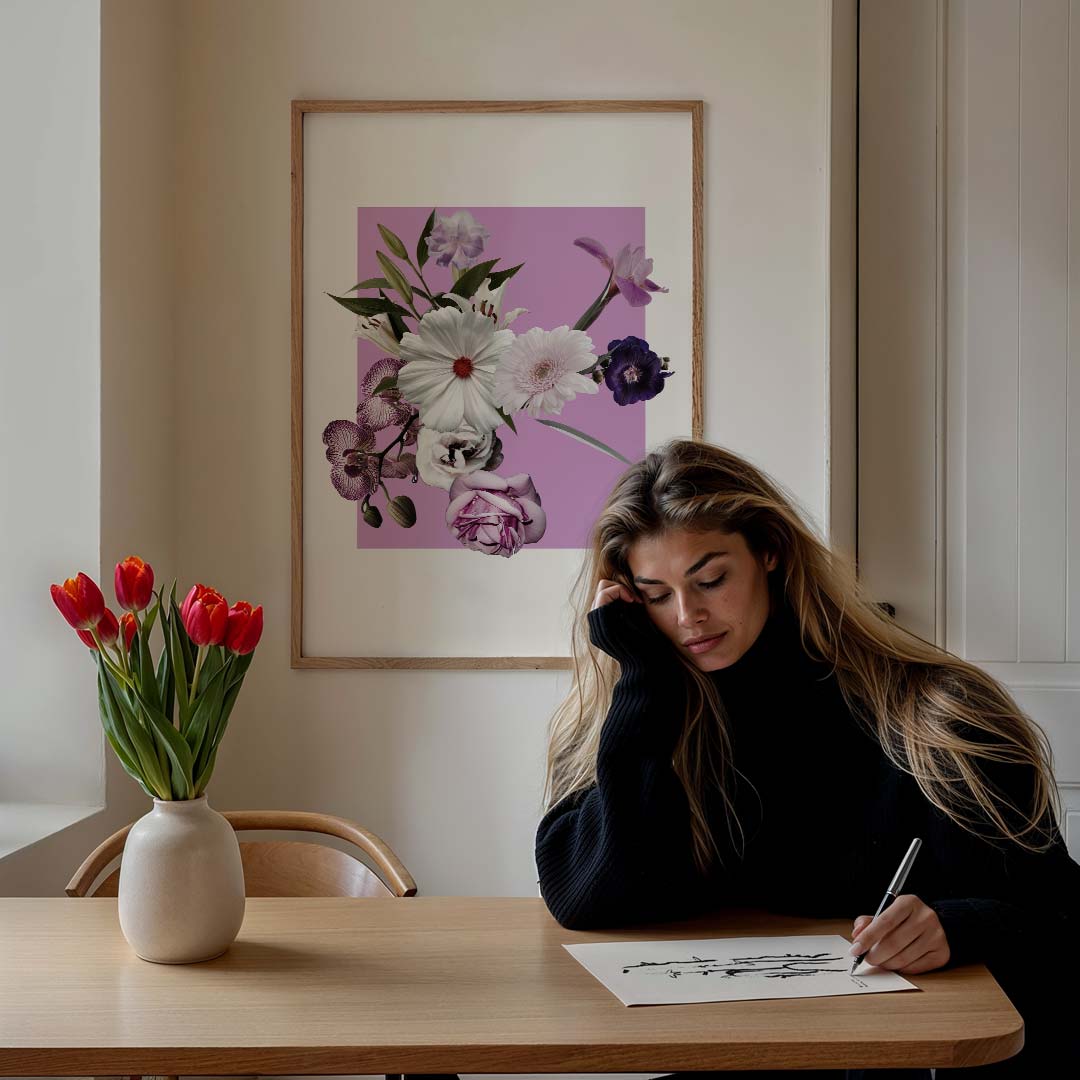 Bloemenpracht op Lavendel Poster-WallArtistic