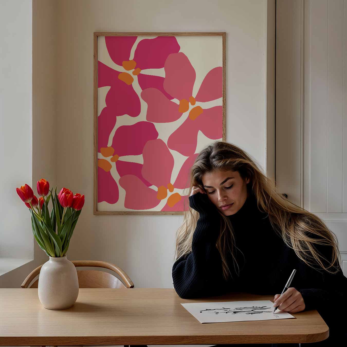 Bloemrijke Roze Droom Poster
