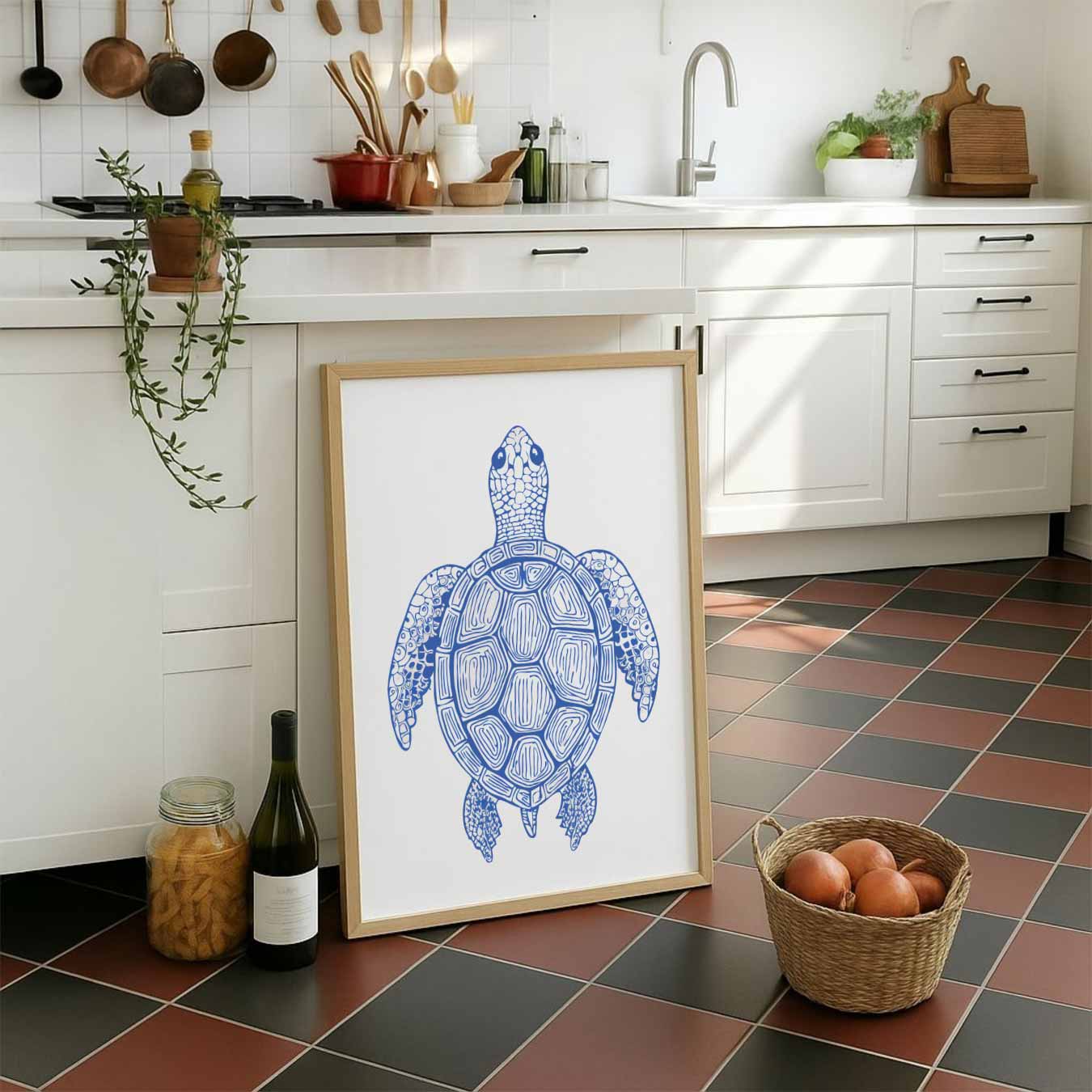 Relaxte Schildpad Illustratie Poster-WallArtistic