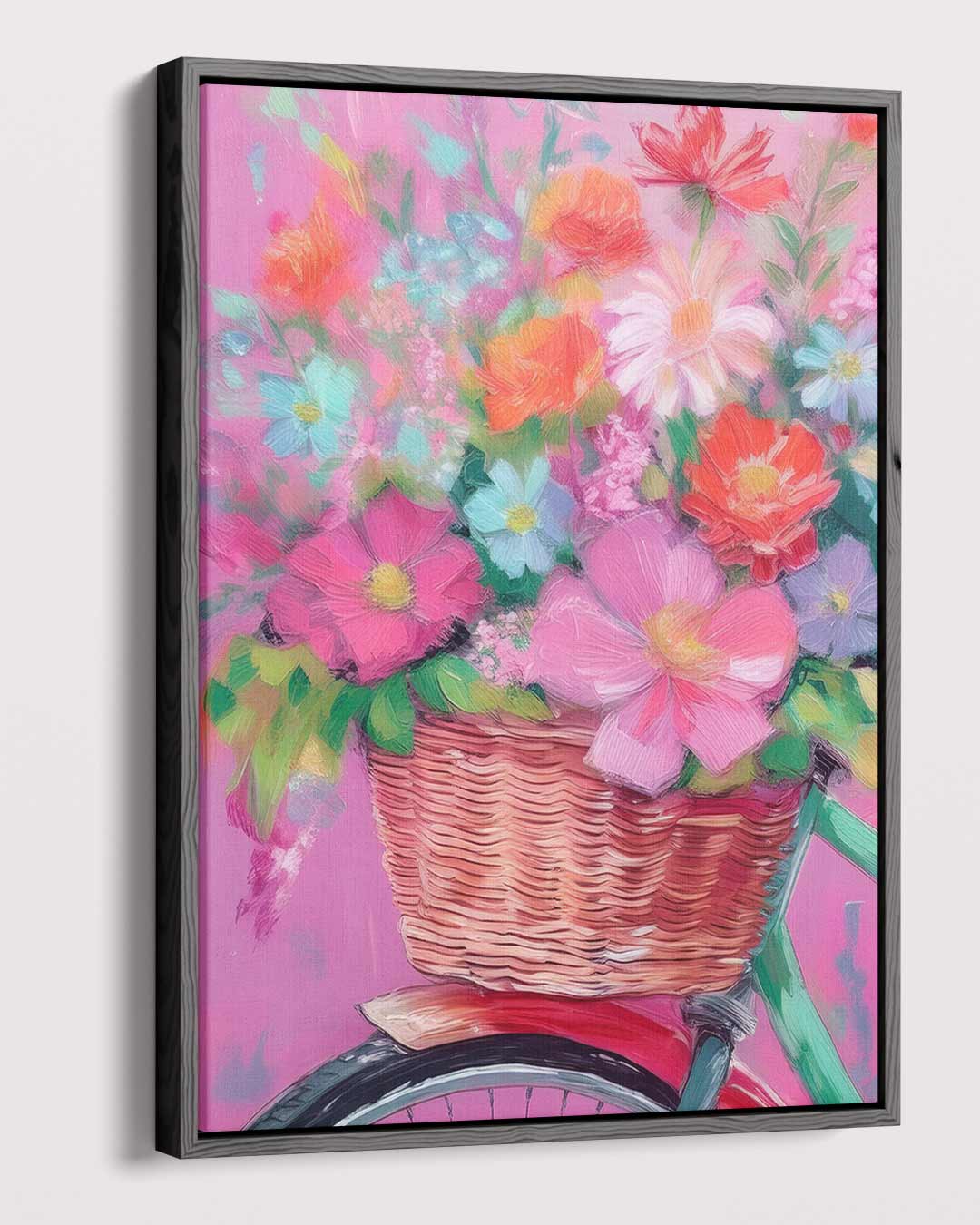 Bloemenmandje op Fiets Kunstwerk-canvas-dibond-plexiglas-wanddecoratie-WallArtistic