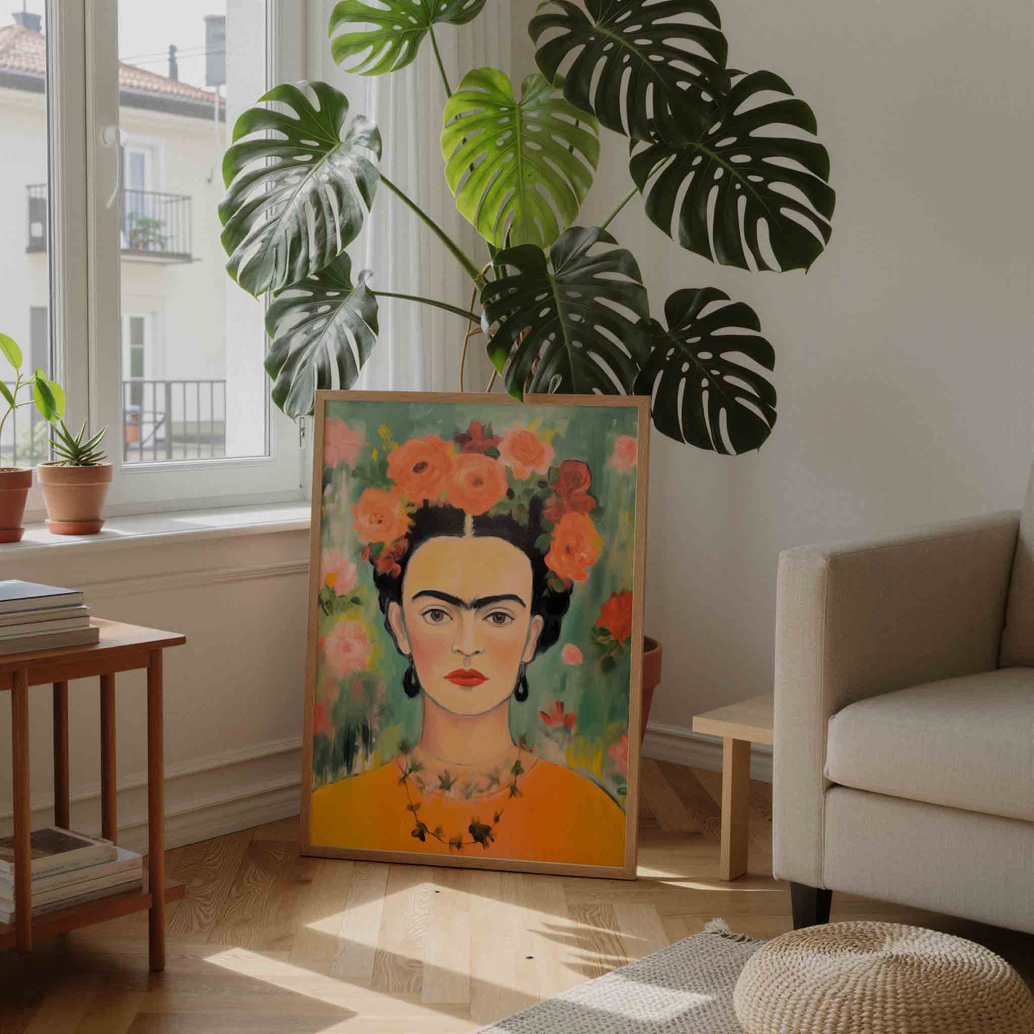 Portret met bloemen Poster