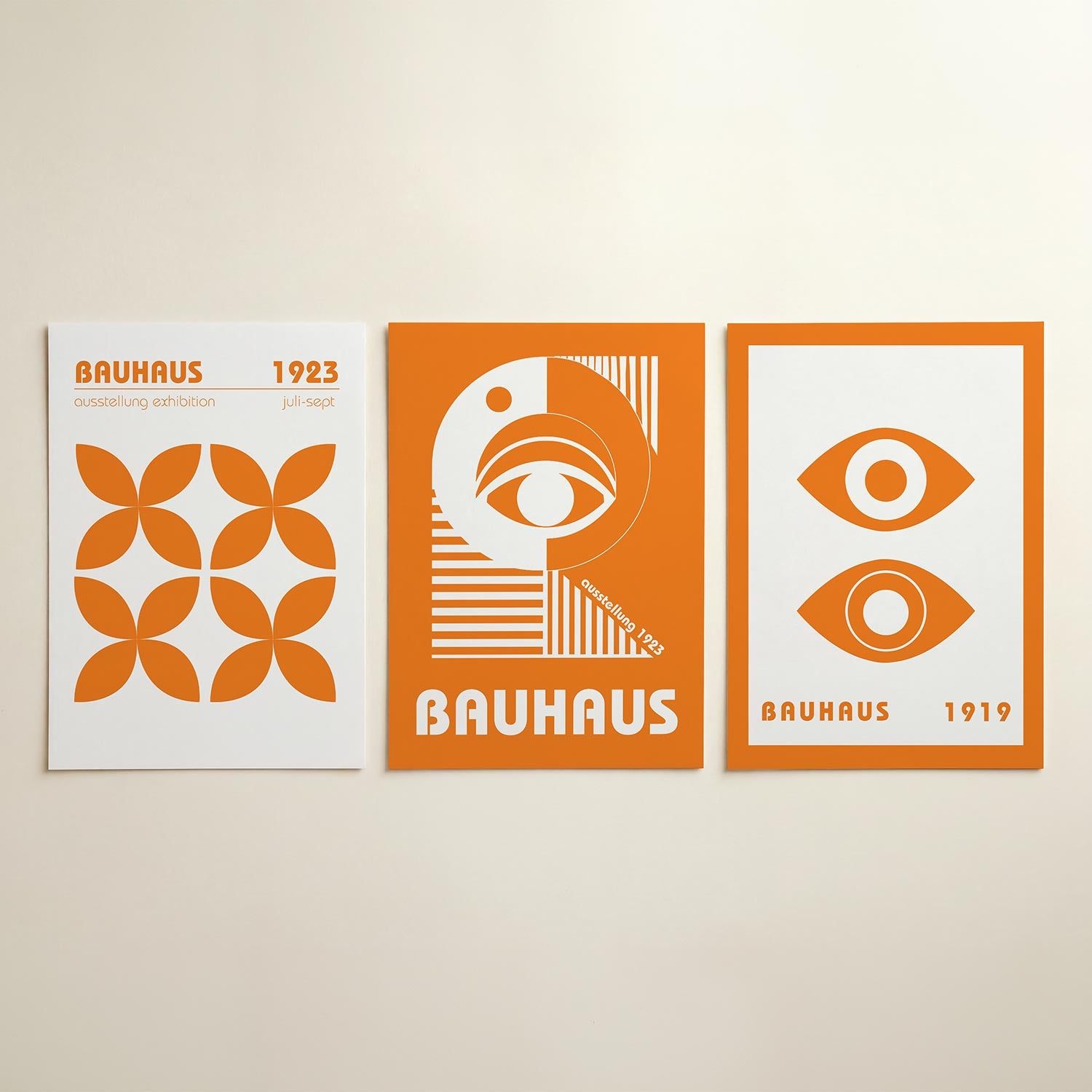 Oranje bloemvormen Posterset