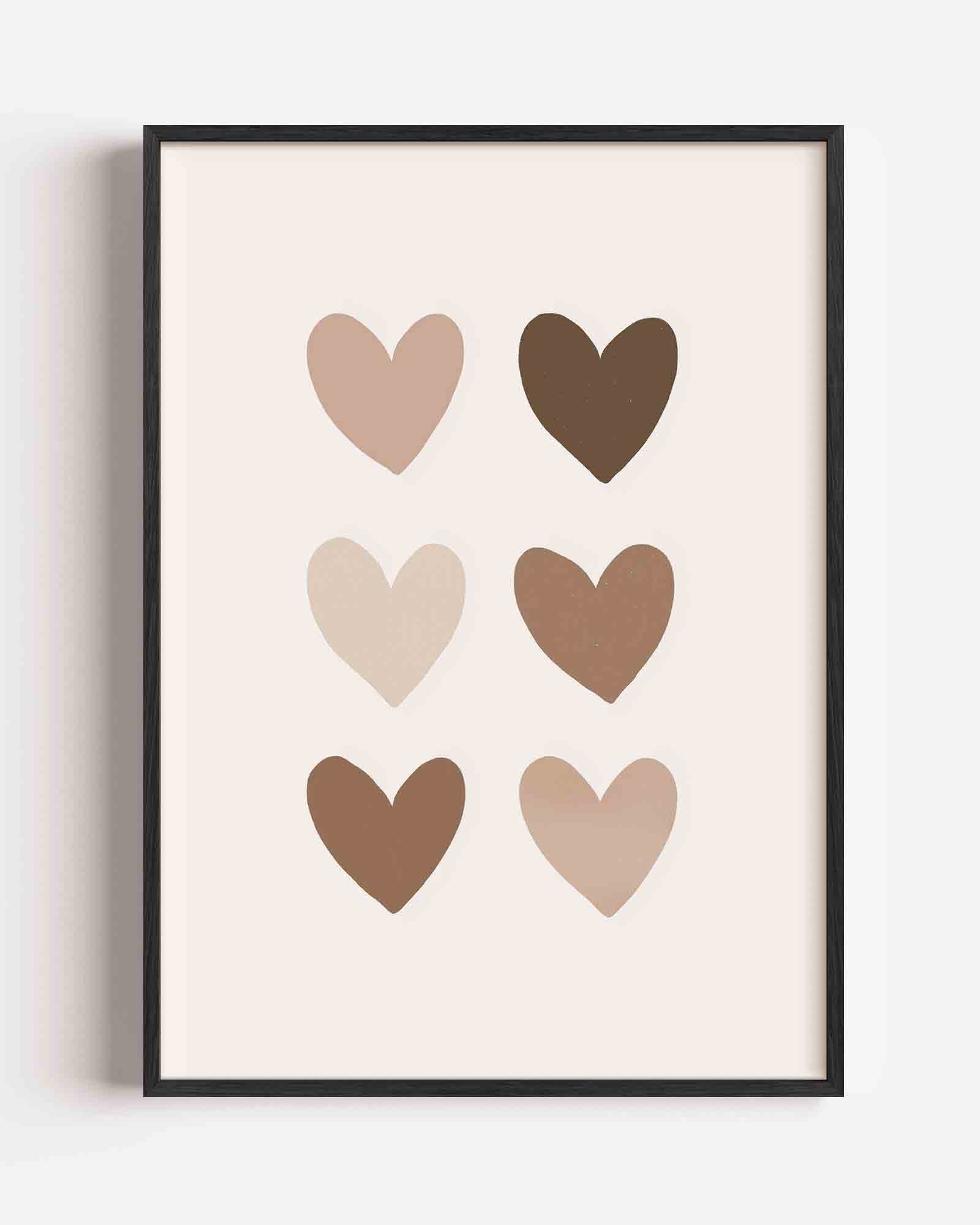 Harten in neutrale tinten Poster